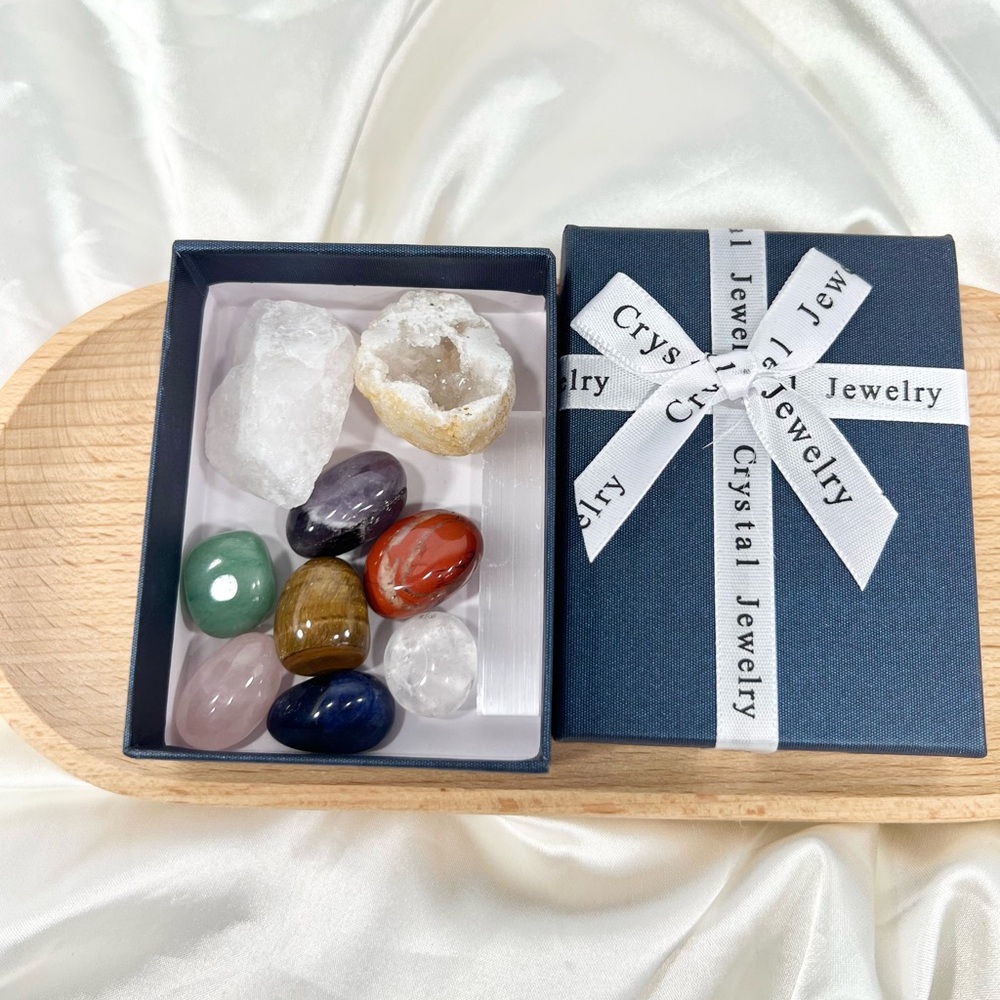 Selenite Stick Crystal Cave & More Gemstone Gift Box Set